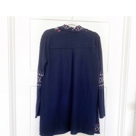 Knox Rose Navy Blue Embroidered Waffle Knit Cardigan Small - Picture 8 of 10